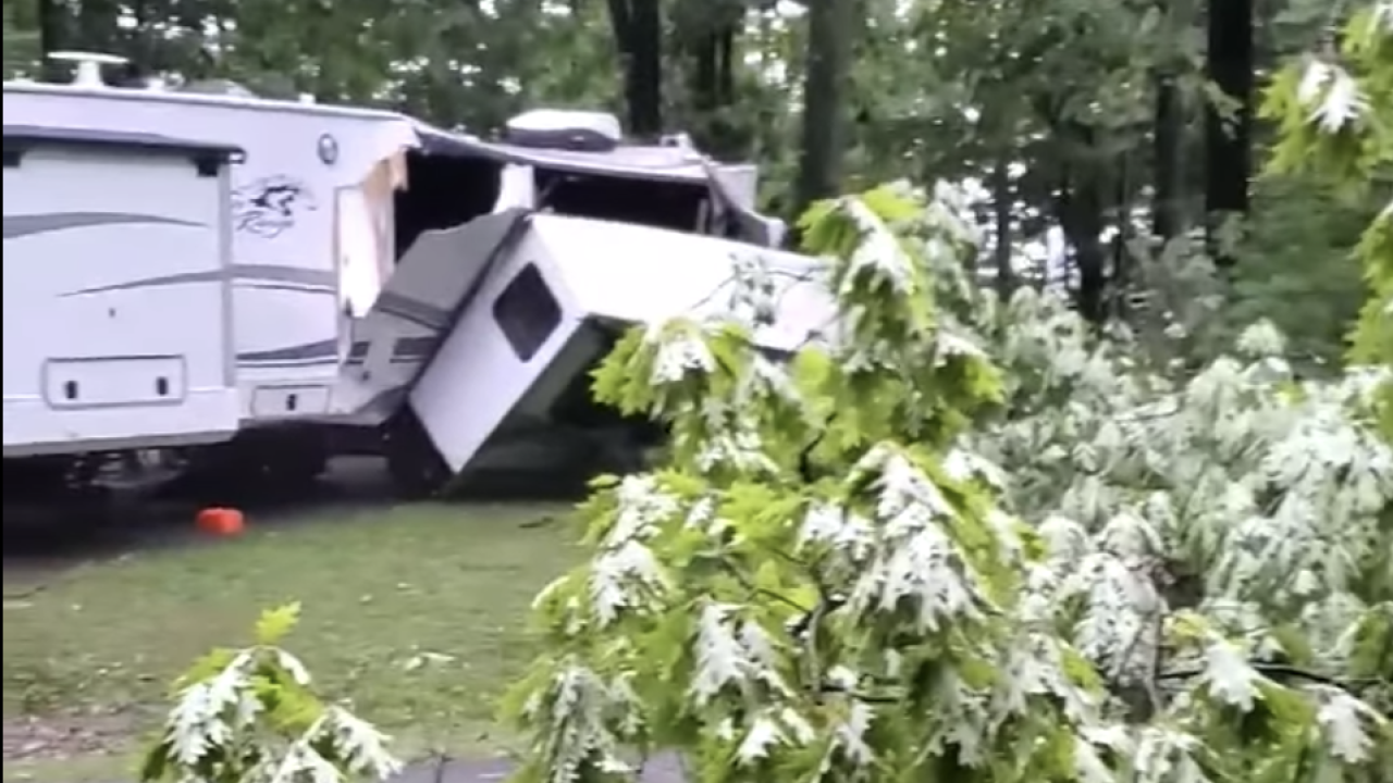 Large branch falls onto camper at West Branch State Park